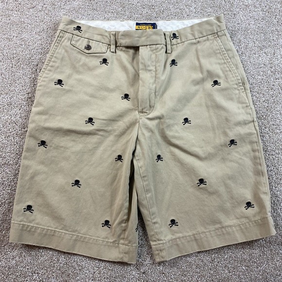Ralph Lauren Rugby Other - Vtg Ralph Lauren Rugby 2004 Skull Embroidered Khaki Shorts 32 Tan